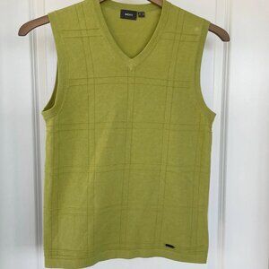 Y2K Plaid Cotton Vest: Retro Green Sleeveless Top